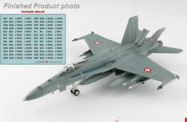 F/A-18C Hornet Swiss Air Force "with decals for J-5001-J-5026", 1:72 